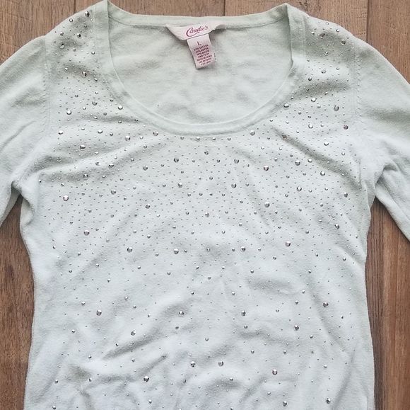 Candies mint rhinestone sweater - largest - Picture 3 of 8